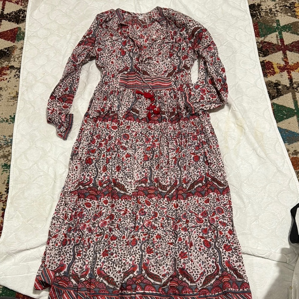 Floral Red and White Women's Dress